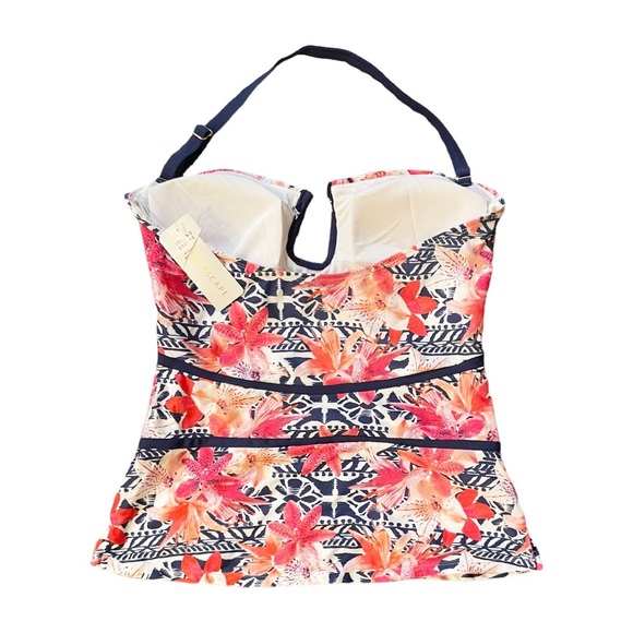 Island Escape Convertible Antigua La Flor Printed Strapless Tankini Top - Picture 5 of 8